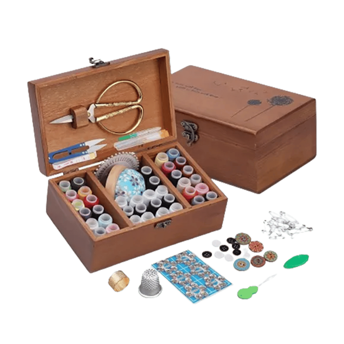 Kit de Costura en Caja de Madera