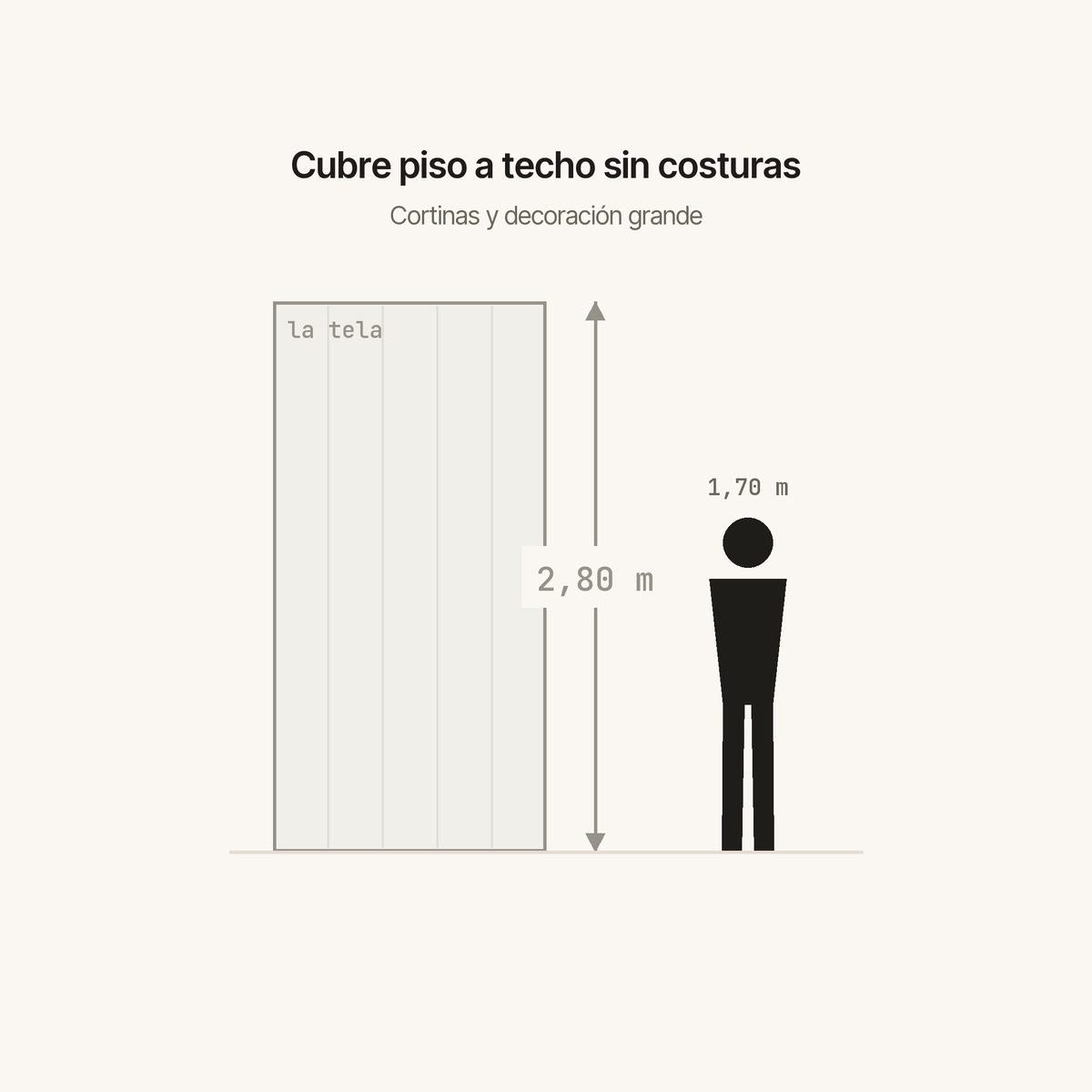 Ancho de 2,80 metros de la tela Organza color Blanco comparado con una persona