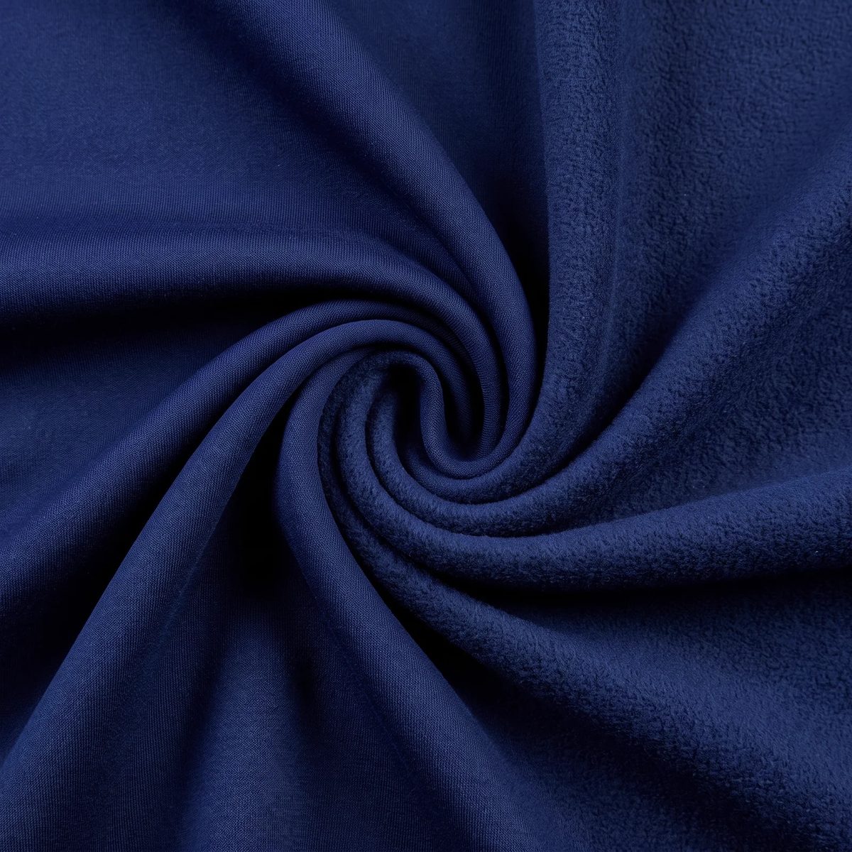 Tela antifluido térmico color azul oscuro: remolino con ambas caras visibles