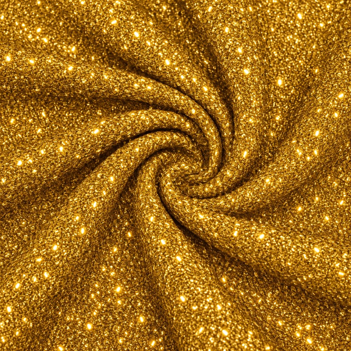 Tela esponjillón dorado en espiral, con detalle de su acabado