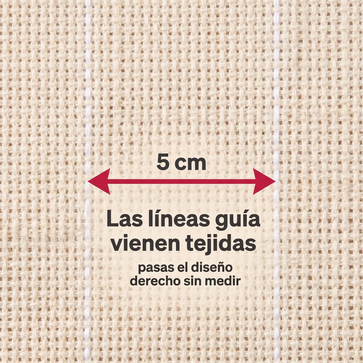 Las líneas guía blancas de la tela monje vienen tejidas cada 5 centímetros