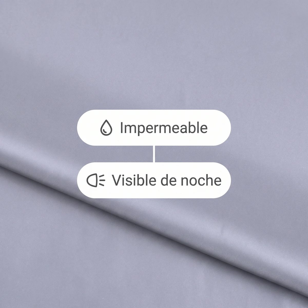 Tela reflectiva gris medio: impermeable y visible de noche