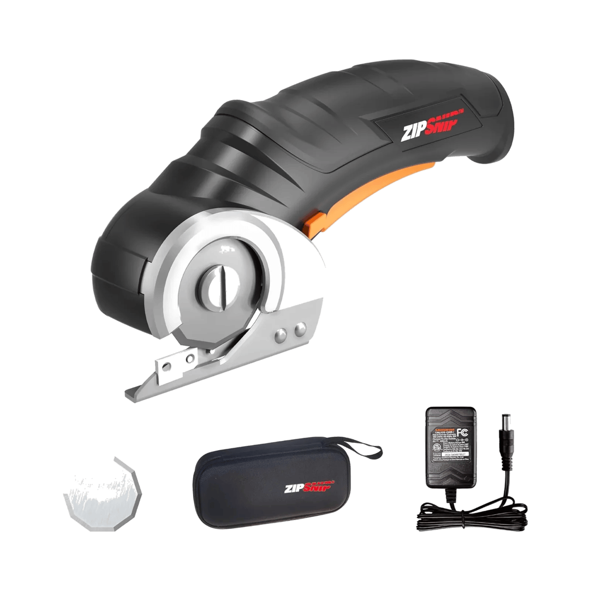 Tijeras eléctricas inalámbricas WORX ZipSnip 4V negras y naranja con su cuchilla de repuesto, estuche y cargador