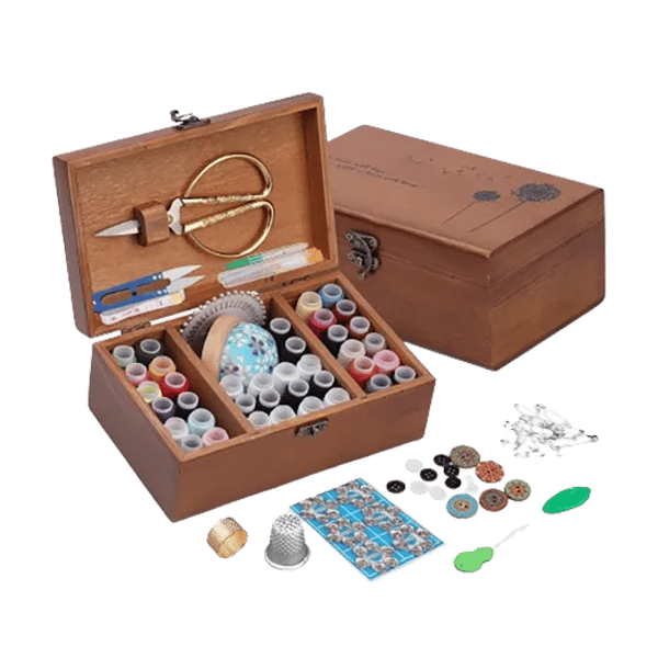 Kit de Costura en Caja de Madera