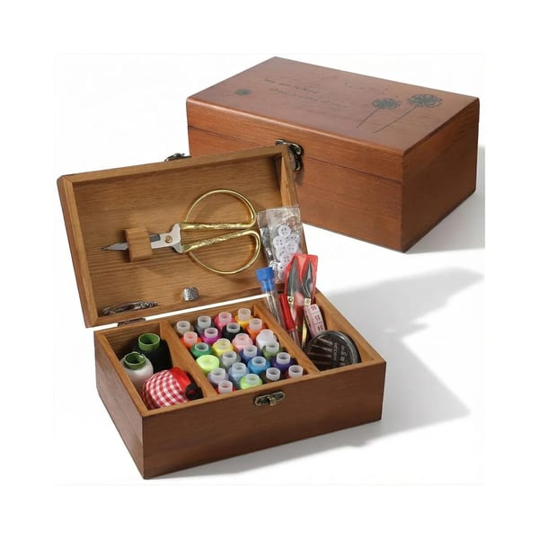 Kit de Costura en Caja de Madera